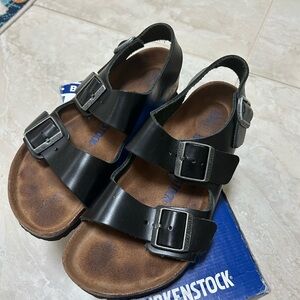 Birkenstock Black Sandals with Cork Footbed